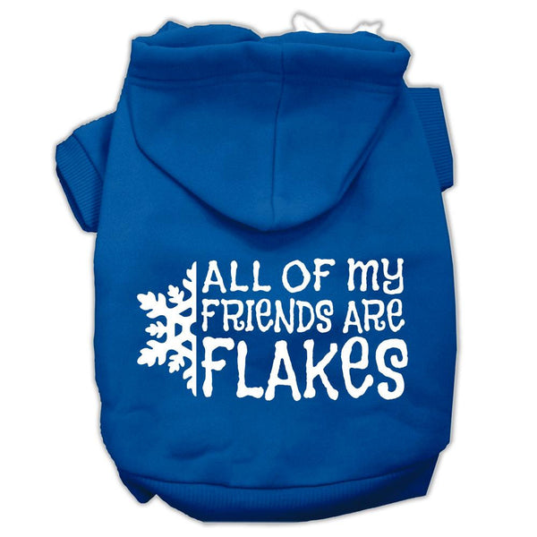 All my Friends are Flakes Screen Print Pet Hoodies Blue Size Lg (14)