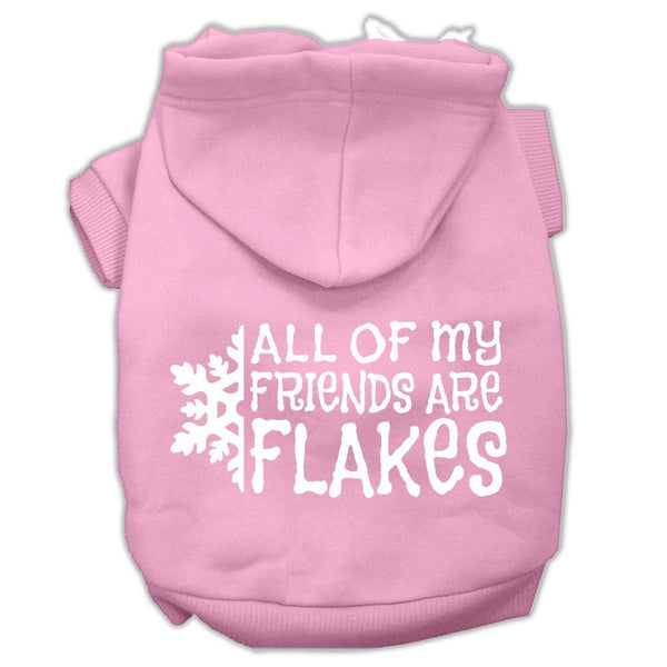 All my friends are Flakes Screen Print Pet Hoodies Light Pink Size L (14)