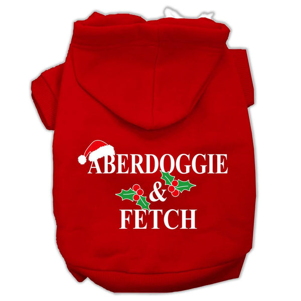 Aberdoggie Christmas Screen Print Pet Hoodies Red Size M (12)