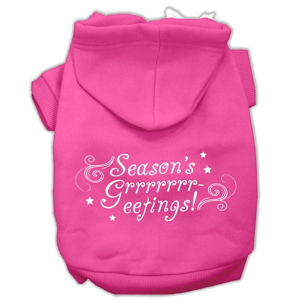 Seasons Greetings Screen Print Pet Hoodies Bright Pink Size M (12)