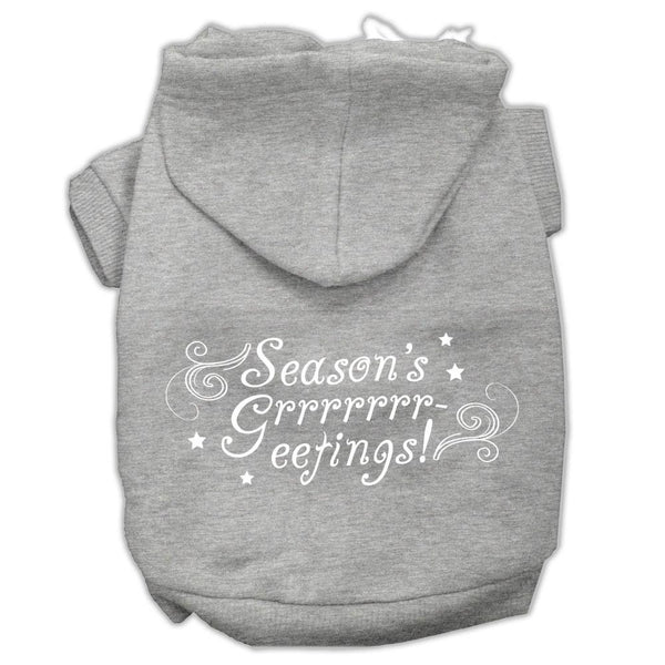 Seasons Greetings Screen Print Pet Hoodies Grey Size S (10)