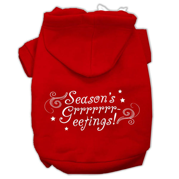 Seasons Greetings Screen Print Pet Hoodies Red Size XL (16)