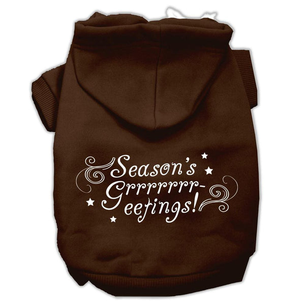 Seasons Greetings Screen Print Pet Hoodies Brown Size XXXL(20)