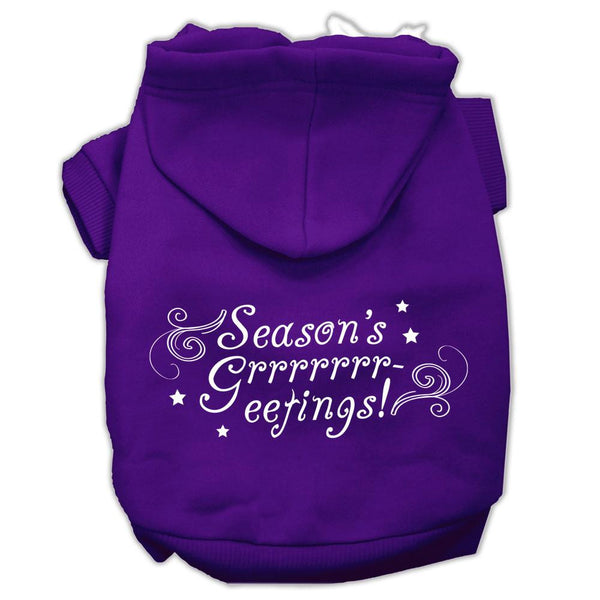 Seasons Greetings Screen Print Pet Hoodies Purple Size XXXL(20)