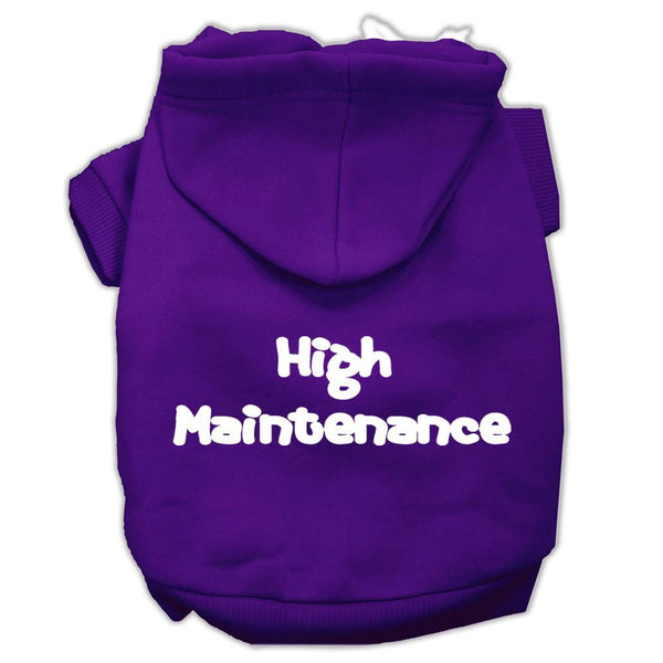 High Maintenance Screen Print Pet Hoodies Purple Size M (12)