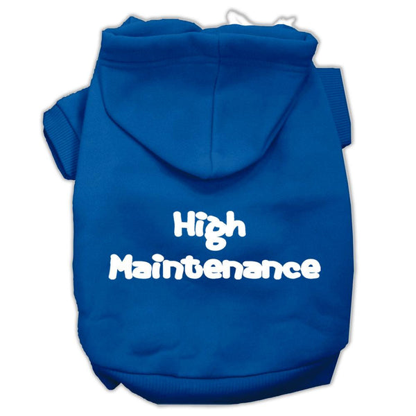 High Maintenance Screen Print Pet Hoodies Blue XS (8)