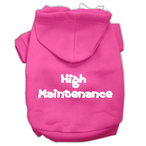 High Maintenance Screen Print Pet Hoodies Bright Pink Size XS (8)