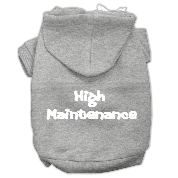 High Maintenance Screen Print Pet Hoodies Grey XS (8)