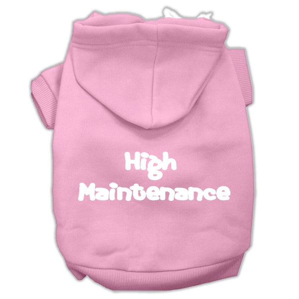 High Maintenance Screen Print Pet Hoodies Light Pink XS (8)