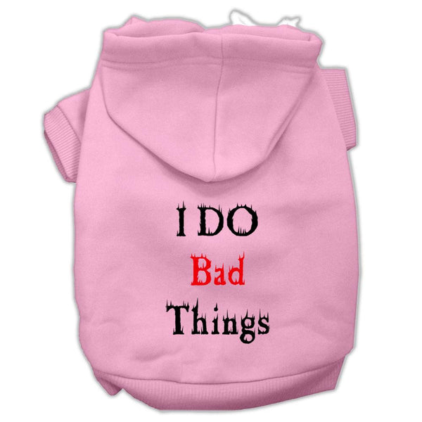 I Do Bad Things Screen Print Pet Hoodies Light Pink XS (8)