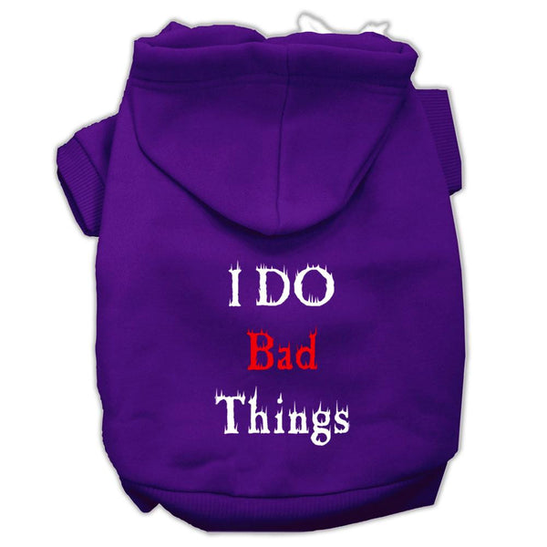 I Do Bad Things Screen Print Pet Hoodies Purple Size XS (8)