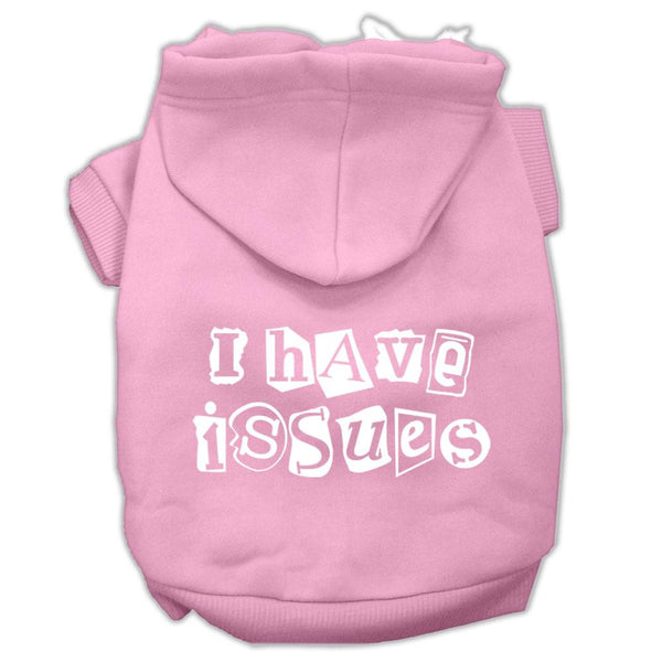 I Have Issues Screen Printed Dog Pet Hoodies Light Pink Size Sm (10)