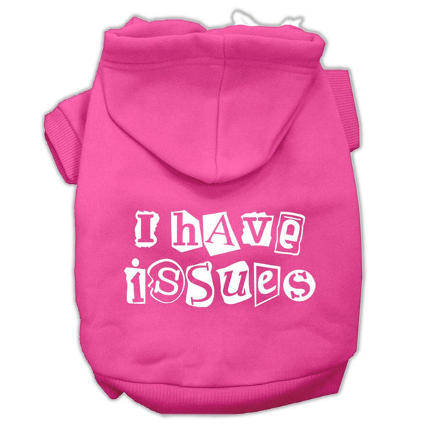 I Have Issues Screen Printed Dog Pet Hoodies Bright Pink Size XL (16)