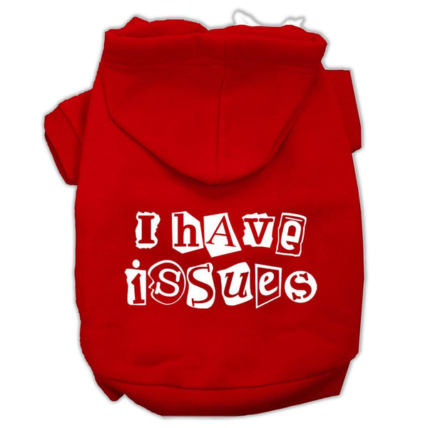 I Have Issues Screen Printed Dog Pet Hoodies Red Size XXXL (20)