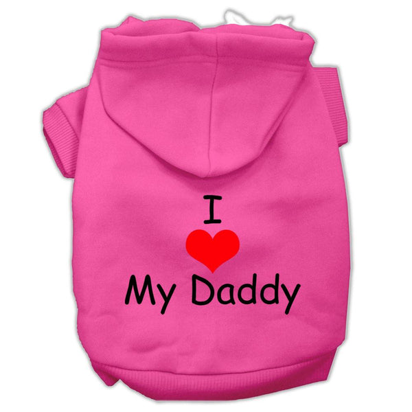 I Love My Daddy Screen Print Pet Hoodies Bright Pink Size XS (8)