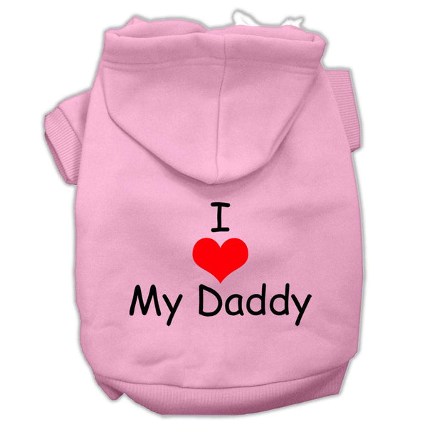 I Love My Daddy Screen Print Pet Hoodies Pink Size XS (8)