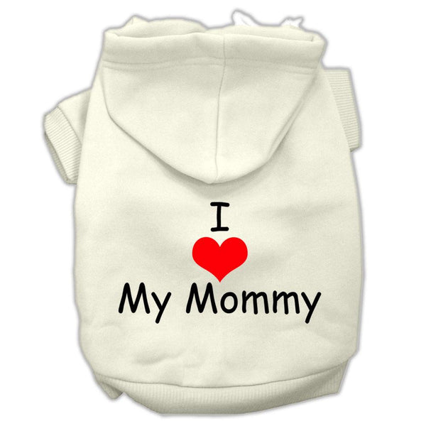 I Love My Mommy Screen Print Pet Hoodies Cream Size XL (16)