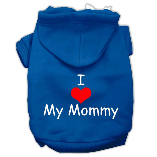 I Love My Mommy Screen Print Pet Hoodies Blue Size XS (8)