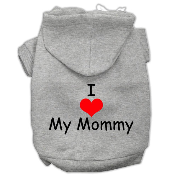 I Love My Mommy Screen Print Pet Hoodies Grey Size XS (8)