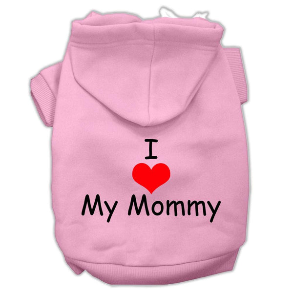 I Love My Mommy Screen Print Pet Hoodies Pink Size XS (8)