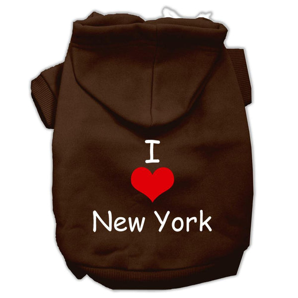 I Love New York Screen Print Pet Hoodies Brown Size XS (8)