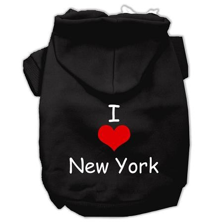 I Love New York Screen Print Pet Hoodies Black Size XXL (18)