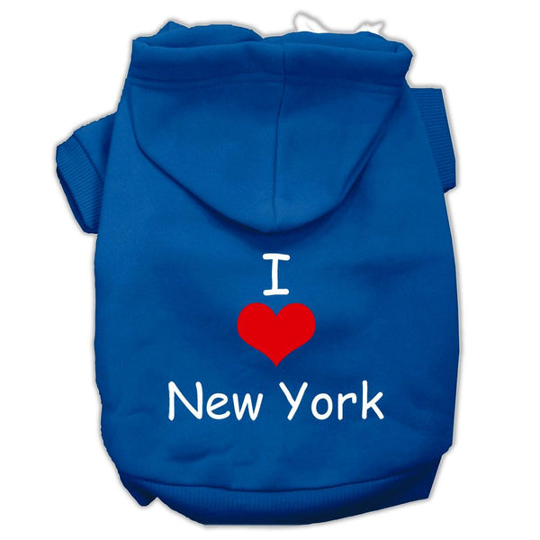 I Love New York Screen Print Pet Hoodies Blue Size XXL (18)