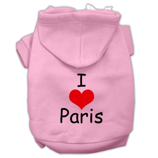 I Love Paris Screen Print Pet Hoodies Pink Size XS (8)