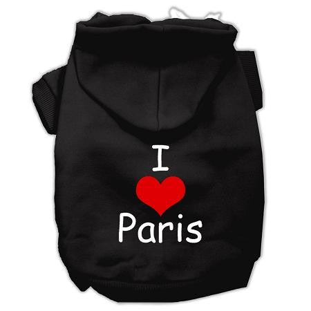 I Love Paris Screen Print Pet Hoodies Black Size XXXL (20)