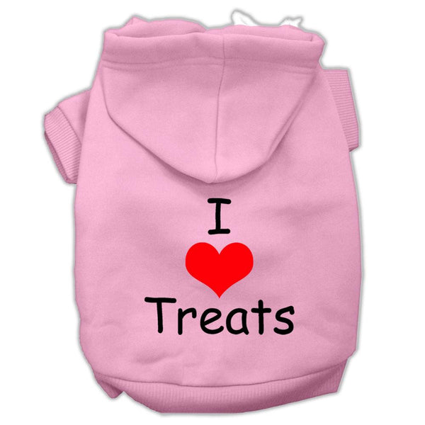 I Love Treats Screen Print Pet Hoodies Pink Size XS (8)