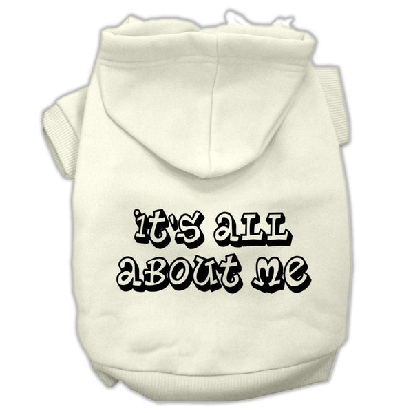 It's All About Me Screen Print Pet Hoodies Cream Size Lg (14)