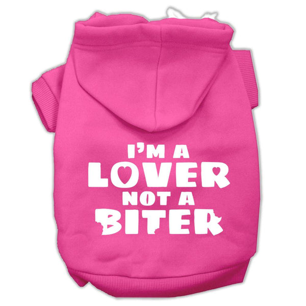 I'm a Lover not a Biter Screen Printed Dog Pet Hoodies Bright Pink Size Med (12)