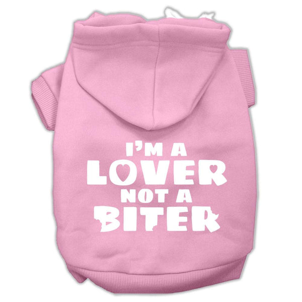 I'm a Lover not a Biter Screen Printed Dog Pet Hoodies Light Pink Size XS (8)