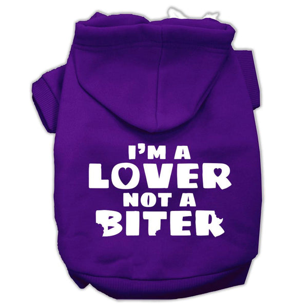 I'm a Lover not a Biter Screen Printed Dog Pet Hoodies Purple Size XS (8)