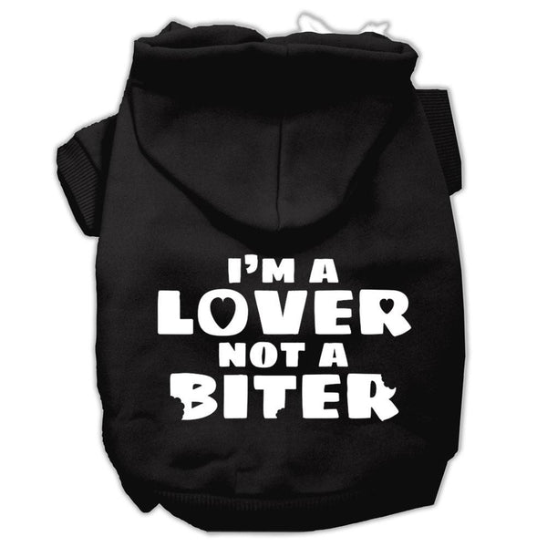 I'm a Lover not a Biter Screen Printed Dog Pet Hoodies Black Size XXL (18)