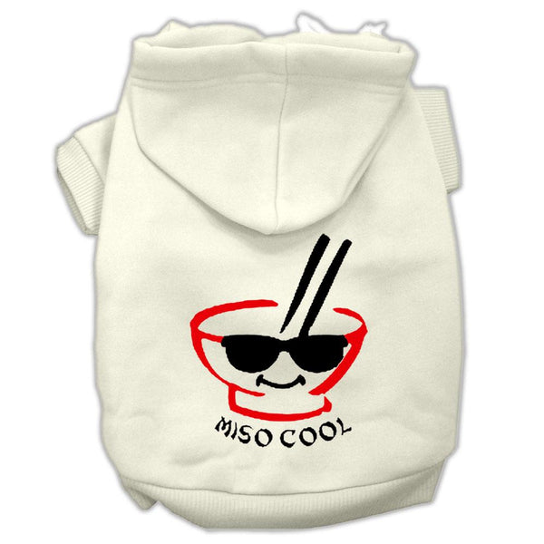 Miso Cool Screen Print Pet Hoodies Cream Size Lg (14)