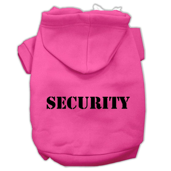 Security Screen Print Pet Hoodies Bright Pink Size w- Black Size text Lg (14)