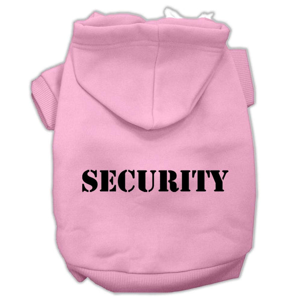 Security Screen Print Pet Hoodies Light Pink Size w- Black Size text Lg (14)