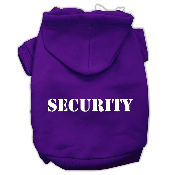 Security Screen Print Pet Hoodies Purple Size w- Cream Size text Med (12)