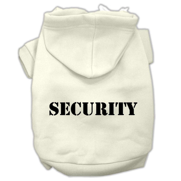 Security Screen Print Pet Hoodies Cream Size w- Black Size text XS (8)