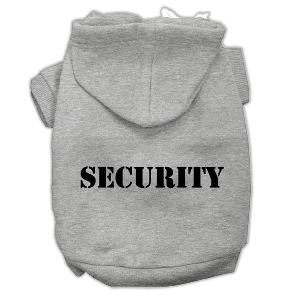 Security Screen Print Pet Hoodies Grey Size w- Black Size text XS (8)