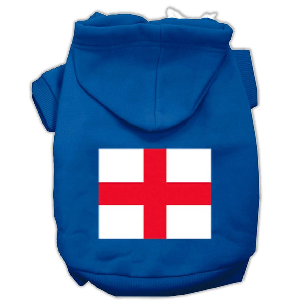 St. George's Cross (English Flag) Screen Print Pet Hoodies Blue Size Lg (14)