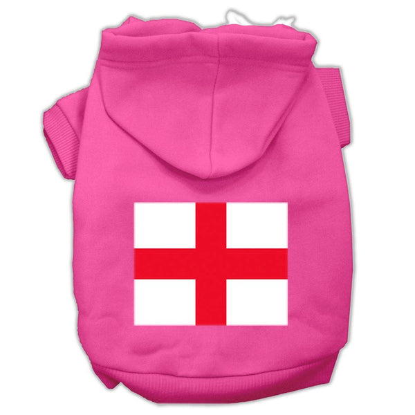 St. George's Cross (English Flag) Screen Print Pet Hoodies Bright Pink Size Lg (14)