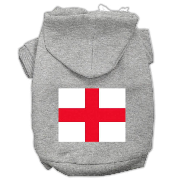 St. George's Cross (English Flag) Screen Print Pet Hoodies Grey Size Lg (14)