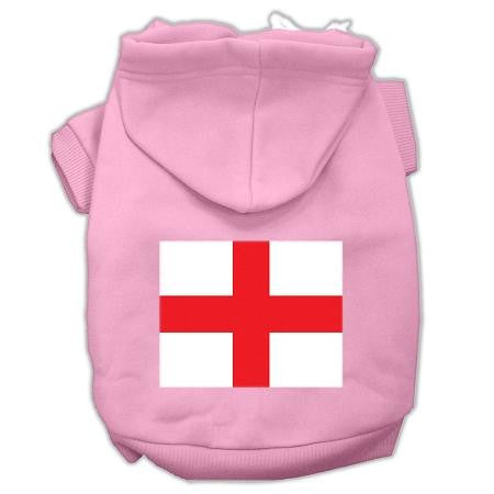 St. George's Cross (English Flag) Screen Print Pet Hoodies Light Pink Size Lg (14)