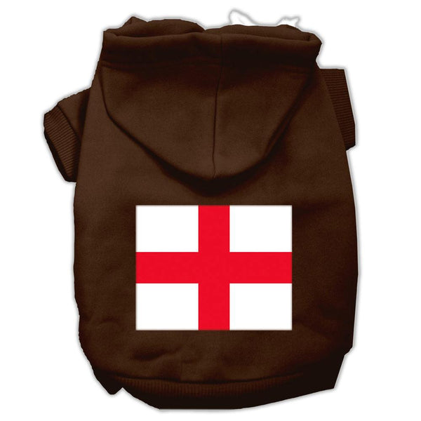 St. George's Cross (English Flag) Screen Print Pet Hoodies Brown Size Med (12)