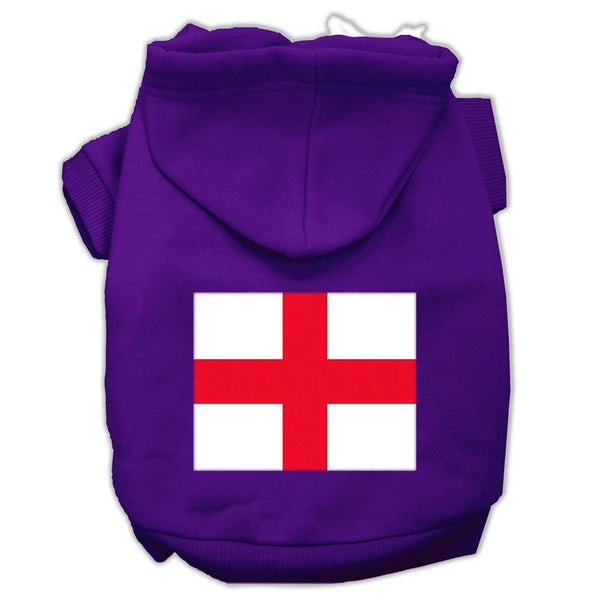 St. George's Cross (English Flag) Screen Print Pet Hoodies Purple Size Med (12)