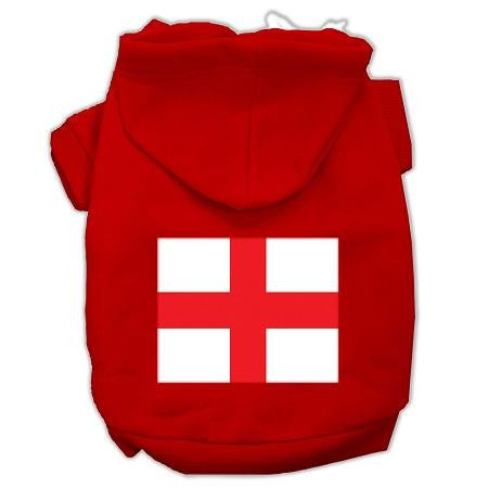 St. George's Cross (English Flag) Screen Print Pet Hoodies Red Size Med (12)