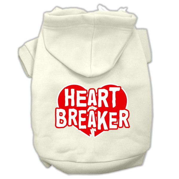 Heart Breaker Screen Print Pet Hoodies Cream Size Lg (14)