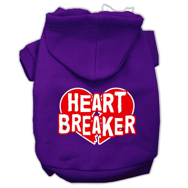 Heart Breaker Screen Print Pet Hoodies Purple Size Lg (14)